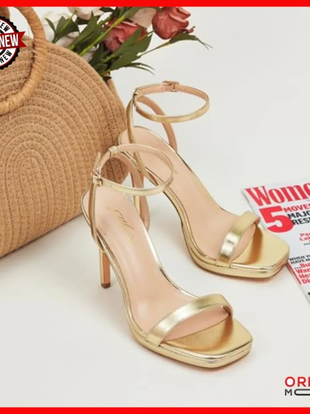 Women's 4.3 Inch Stiletto Heel Strappy Sandals Square Toe Adjustable Ankle Strap